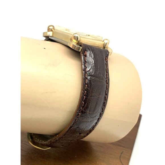 Wittnauer Revue Watch Swiss Mechanical Tank Vintage Gold Brown Leather Band 22mm - Picture 13 of 15